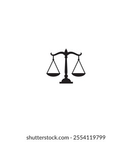 Scale of justice flat icon. Black scale of justice icon on white background. vector illustration