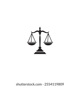 Scale of justice flat icon. Black scale of justice icon on white background. vector illustration