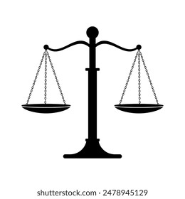 Scale of justice flat vector icon design isolated on white background. Symbol of law
