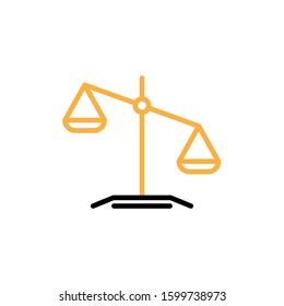Scale justice icon. Line and two colour design template