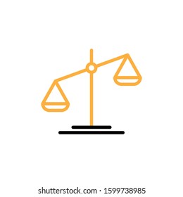 Scale justice icon. Line and two colour design template