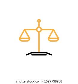 Scale justice icon. Line and two colour design template