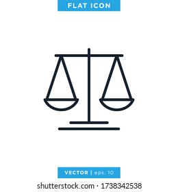 Scale of justice icon vector design template. Editable stroke