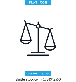 Plantilla de diseño de vectores de iconos de escala de justicia. Trazo editable