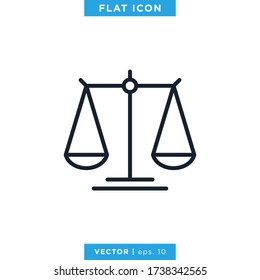 Scale Of Justice Icon Vector Design Template. Editable Stroke