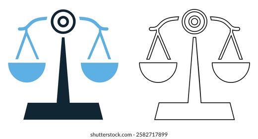 Scale of Justice icon vector, law, fairness, balance, and legal judgment and court pictogram symbol ui and ux design, glyphs and stroke line