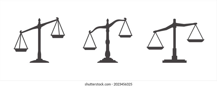 Scale Of Justice Icon Vector Set. Leaning On One Side Scale Of Justice Symbol Illustration. Unfair Law Court Symbol Icon.