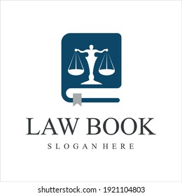 scale justice, law firm with book logo design concept. vector illustration.
