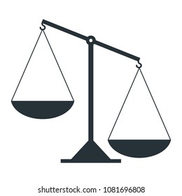 Scale of justice. Law and Justice. Flat vector cartoon illustration. Objects isolated on white background.