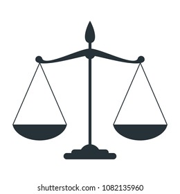 Scale Of Justice. Law And Justice. Flat Vector Cartoon Illustration. Objects Isolated On White Background.