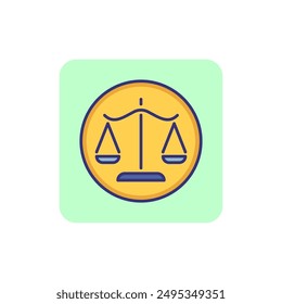 Scale of justice line icon. Balance, equal, courtroom, trial, circle, emblem. Justice concept. Can be used for topics like law enforcement, legislation, judgment