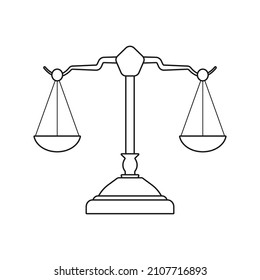 Scale of justice line icon on white background.