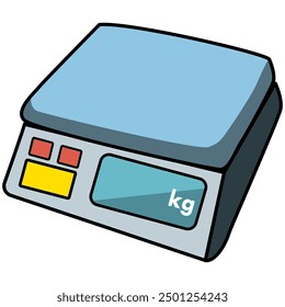 Scale kitchen digital electronic. vector flat cartoon illustration.