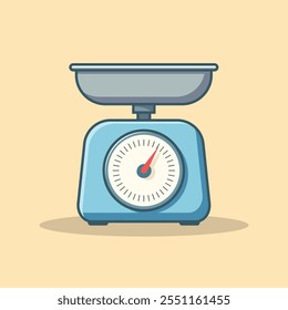 Scale kitchen digital electronic vector or food weigh libra measure icon isolated machine flat cartoon illustration