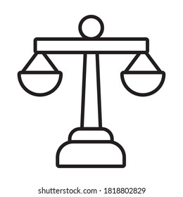 scale of law icon over white background, line style, vector illustration