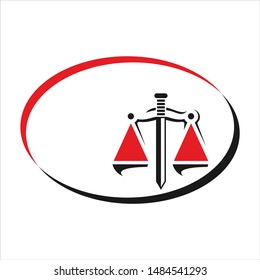 Scale Law and Sword. Symbol of Justice. Vector Logo. Icon Eps 08.