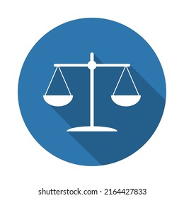 Scale and law. Symbol of justice and equality. Iddyustration court judge and lawyer. Legal sign and decision, measure of crime and punishment. Symbol of weight and balance. Vector.