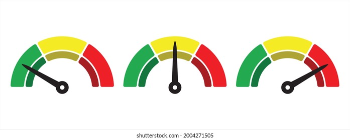 pantalla del monitor de medida de nivel de escala. medidor de nivel simple. medida de tres niveles escalonados. plantilla de conjunto de diseño gráfico de ilustraciones vectoriales.