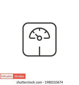 Scale line icon. Simple outline style. Weight loss, healthy, weigh, overweight, dial, health, diet, mass, measurement concept. Vector illustration isolated on white background. Editable stroke EPS 10.