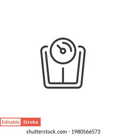 Icono de línea de escala. Estilo de contorno simple. Pérdida de peso, saludable, de peso, sobrepeso, dial, salud, dieta, masa, concepto de medición. Ilustración vectorial aislada en fondo blanco. EPS de trazo editable 10.