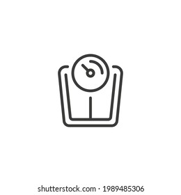 Icono de línea de escala. Estilo de contorno simple. Pérdida de peso, saludable, de peso, sobrepeso, dial, salud, dieta, masa, concepto de medición. Ilustración vectorial aislada en fondo blanco. EPS de trazo delgado 10.