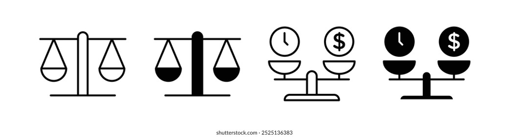 Scale line thin line vector icon collection