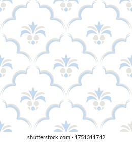 scale and little pineapple Porcelain seamless Paintbrush pattern vector with white background 