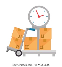scale measure weight with boxes delivery service
