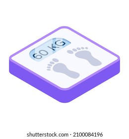 Scale to measure weight, weight machine icon in isometric style 

