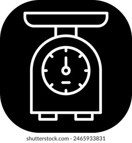 Scale measurement icon with black filled line outline style. symbol, business, concept, sign, white, design, graphic. Vector Illustration