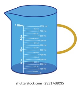 The scale measuring jug is 0ml. with measuring scale. Beaker for chemical experiments in the laboratory. Vector illustration