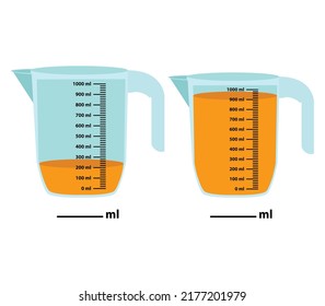 the Scale measuring jug 200ml - 900mlwith measuring scale.
Beaker for chemical experiments in the laboratory. Vector illustration