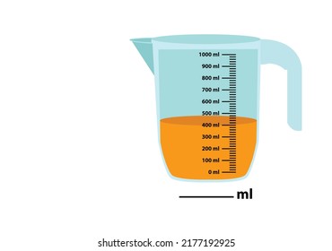 The scale measuring jug 400ml. Jug with measuring scale.
Beaker for chemical experiments in the laboratory. Vector illustration