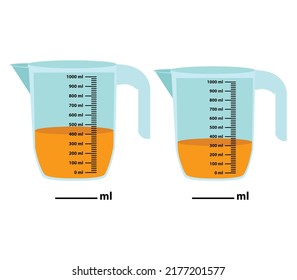Scale measuring jug 400ml. with measuring scale.
Beaker for chemical experiments in the laboratory. Vector illustration