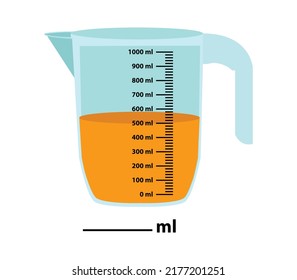 Scale measuring jug 500ml. with measuring scale.
Beaker for chemical experiments in the laboratory. Vector illustration