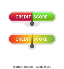A scale for measuring the level of a credit score. Indicator with a scale of divisions. Indicator for measuring the level of creditworthiness of the borrower. Isolated vector element.