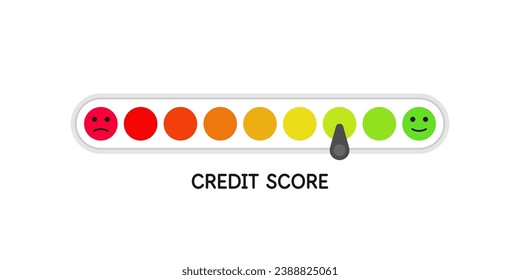 A scale for measuring the level of a credit score. Indicator with a scale of divisions. Indicator for measuring the level of creditworthiness of the borrower. Isolated vector element.