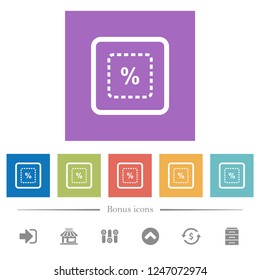 Scale object by percent flat white icons in square backgrounds. 6 bonus icons included.