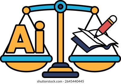 Uma balança com um lápis e um livro sobre ela. A balança é equilibrada com o lápis de um lado e o livro de outro