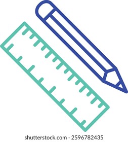 scale pencil outline dual color vector illustration icon design