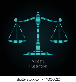 Scale - pixel icon. Vector Illustration. Design logo element. Isolated on black background. It is easy to change to any color.