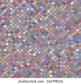 Scale seamless mosaic hand drawn pattern in light pastel colors