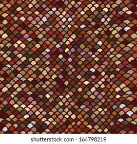 Scale seamless mosaic hand drawn pattern in brown colors