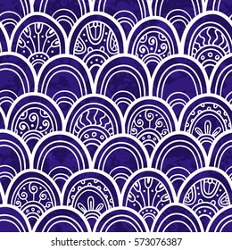 Scale seamless pattern. Ethnic background. Oriental decorative elements. Boho style vector illustration.