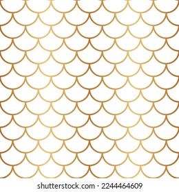 Scale seamless pattern. Repeating fish background. Texture fishes for design prints. Repeated gold skin scaled dragon or scallop. Shape squama printsnake. Repeat fishscale element. Vector illustration