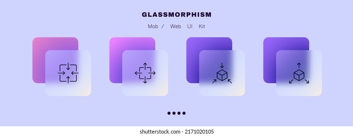 Scale Set Icon. Pressing, Sliding, Full Screen, Tap, Pressure, Zoom Out, Scrolling, 3d Object. Touch Screen Concept. Glassmorphism Style. Vector Line Icon For Business And Advertising