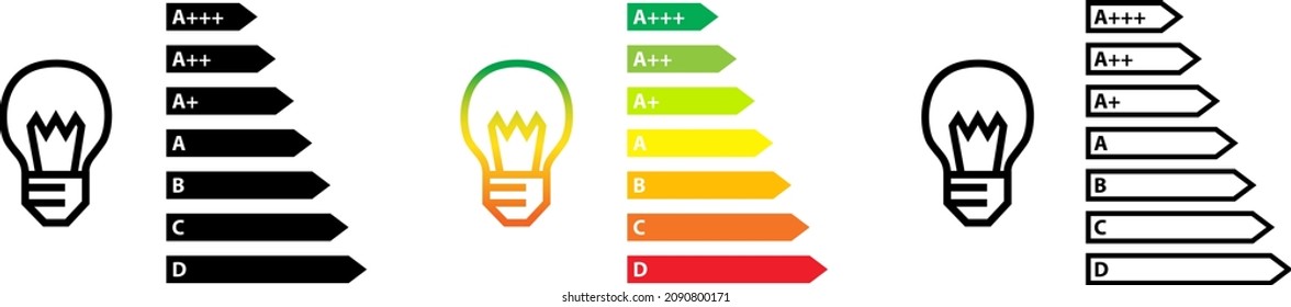 A scale showing the energy efficiency of household appliances., vector icon