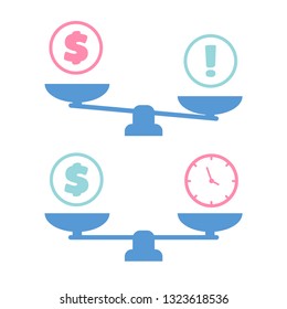scale single symbol. Time and money on scales