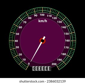 Scale speed in flat style. Vector speedometer isolated illustration. Measurement of car speed and engine revolutions. Tachometer Performance level meter with arrow.