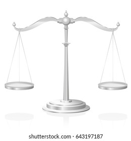 Scale - symbol for justice, jurisdiction, balance and fairness - isolated vector illustration on white background.